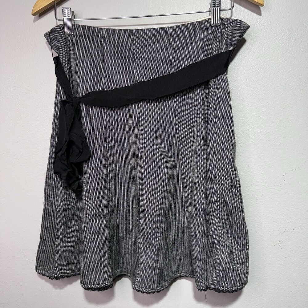 LBK Stylish Black & White Textured A-Line Skirt with Decorative Sash Juniors 13